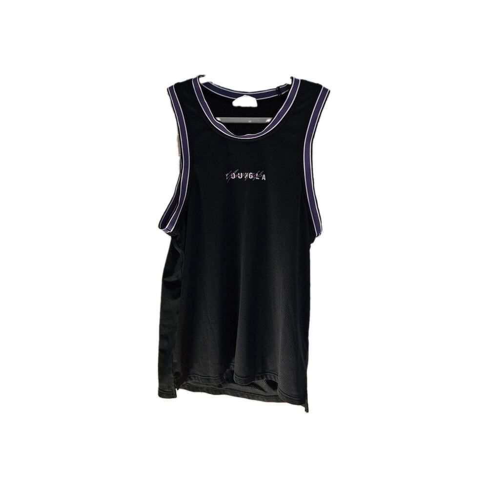 YoungLA Men's Basketball Jersey Tank Top Size Large Black Purple Mesh XIV 14